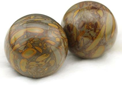 2" Feng Shui Nuwa Stone Baoding Balls Chinese Health Exercise Stress Balls with Gift Box W2350
