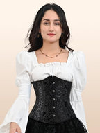 Zhitunemi Halloween Costumes Woman 2025: Black Underbust Corset Top for Women Pirate Costume - Corsets for Pirate Theme Party