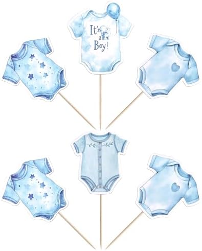36 Pack Baby Boy Cupcake Toppers Baby Shower Cupcake Picks It's a Boy Star Cake Decorations for Kids Gender Reveal Birthday Party Supplies Blue Style 1