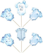36 Pack Baby Boy Cupcake Toppers Baby Shower Cupcake Picks It's a Boy Star Cake Decorations for Kids Gender Reveal Birthday Party Supplies Blue Style 1