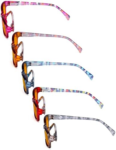 Eyekepper 5 Pack Computer Glasses Digital Eye Strain Prevention Blue Light Filter Reading Glasses Orange Tinted +1.50