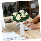 Ipetboom 2pcs Artificial Lotus Flowers White Simulation EVA Water Lily Bouquet Decorative Fake Plant for Home Office Wedding Table Centerpiece Arrangement