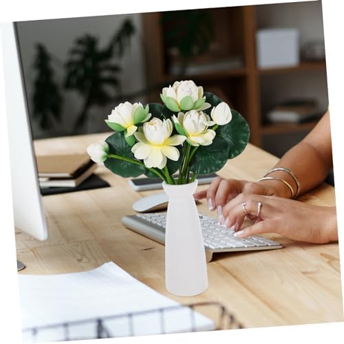 Ipetboom 2pcs Artificial Lotus Flowers White Simulation EVA Water Lily Bouquet Decorative Fake Plant for Home Office Wedding Table Centerpiece Arrangement