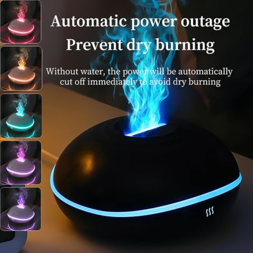 ThreeH USB Essential Oil Diffuser 200ml Ultrasonic Aromatherapy Humidifier with 7-Color LED Mood Light & Auto Shut-Off for Bedroom Office Home(Black)