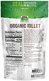 NOW Foods, Organic Millet, Gluten-Free, Whole Grain, Hulled, USA-Grown, 16-Ounce (Packaging May Vary)