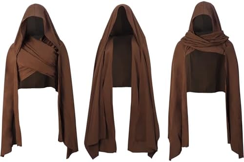 Medieval Hooded Shawl, Multifunctional Cowl Scarf, Costume Accessory for Viking Shaman Renaissance