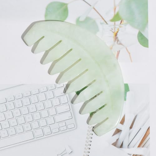 BoAn Natural Jade Head Massager, 2 Pcs Multi-Functional Massager for Head Caring and Acupoint Treatment, Guasha Scraping Scalp Comb
