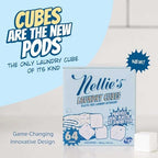 Nellie's Laundry Cubes 64 Load - Zero Plastic, PVA-Free Laundry Detergent - Tough on Stains & Odors - Dissolves in Hot or Cold Water - HE & Standard Machine Safe - Made in Canada