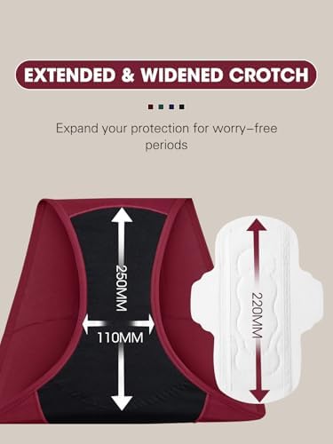 ACEJUNE Period Cotton Underwear for Women: Leak-Proof Menstrual Comfort Panties for Teens and Postpartum 4 Pack