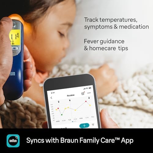 Braun ThermoScan 7+ Connect Digital Ear Thermometer for Kids - Family Care App Compatible, Age Precision Technology, Color-Coded Display, No. 1 Brand Recommended by Pediatricians