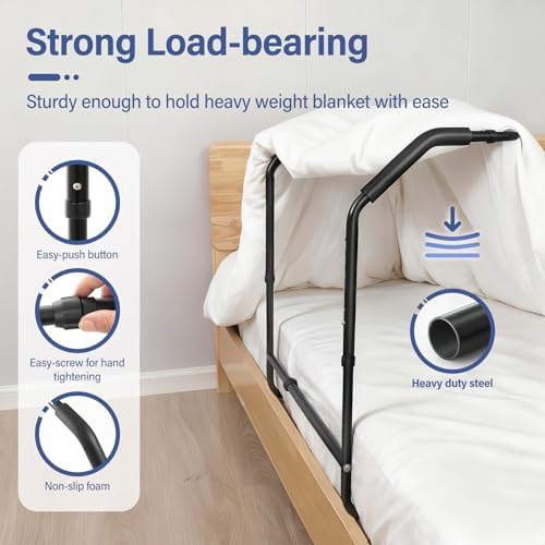 Blanket Lifter for Feet Under Mattress–Height Width Adjustable Bed Cradle Sheet Support, Extra-wide Foot Tent Keep Blankets Off Feet for Post Surgery Recovery Neuropathy Arthritis, 4 Clips Included