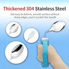 360° Rotating Weighted Adaptive Spoon for Elderly Adults,Parkinson Hand Tremors Arthritis Stroke Eating Aids,Feeding Utensil with Adjustable Strap,Detachable Assistive Feeding Device