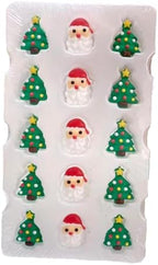 Sentovac 15 Pcs Christmas Icing Decoration Edible Santa Claus Christmas Tree Mix Candy Dessert Sprinkles DIY For Cookie Cake Cupcake Topper Icing Frosting Decoration Supplies