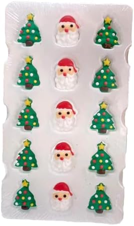 Sentovac 15 Pcs Christmas Icing Decoration Edible Santa Claus Christmas Tree Mix Candy Dessert Sprinkles DIY For Cookie Cake Cupcake Topper Icing Frosting Decoration Supplies