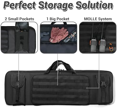 KOKKOYA Soft Gun Case for Rifles and Shotguns Long Scoped Rifle Range Bag Backpack 47" 36" with Tactical Pockets Durable Oxford Fabric Adjustable Sling Dual