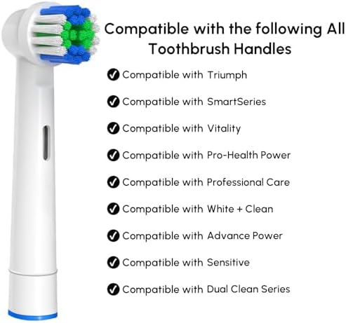 Replacement Toothbrush Heads Compatible with Oral B Braun, 12 Pcs Professional Electric Toothbrush Brush Heads Compatible with Oral B Replacement Heads Refill 7000/Pro 1000/9600/500/3000