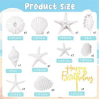 Seashell Cake Toppers 17PCS Starfish Conch Cake Topper Beach Seashell Cake Decorations Under the Sea Ocean Cake Cupcake Decorations for Birthday Baby Shower Wedding Ocean Nautical Theme Party