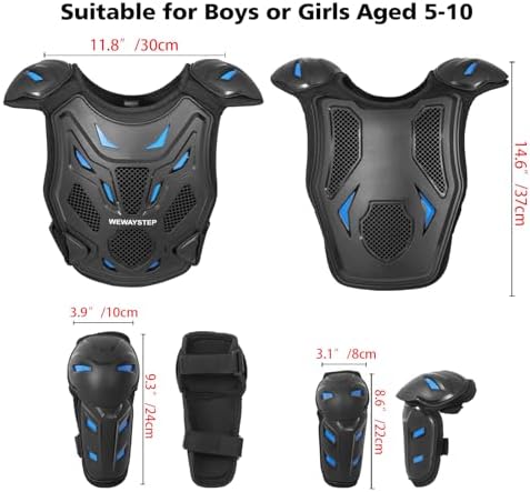 Kids Dirt Bike Gear Motorcycle Armor Vest Suit, Thickened Heavy Duty Chest Protector for Motocross，Youth Riding Protective Gear for MTB ATV (Blue)