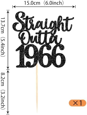 1 Pack 60th Birthday Cake Topper Glitter Straight Outta 1965 Sixty Awesome Since 1965 Cake Pick 60 Fabulous Cupcake Decorations for 60th Birthday Wedding Anniversary Party Supplies Black