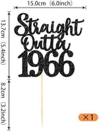 1 Pack 60th Birthday Cake Topper Glitter Straight Outta 1965 Sixty Awesome Since 1965 Cake Pick 60 Fabulous Cupcake Decorations for 60th Birthday Wedding Anniversary Party Supplies Black