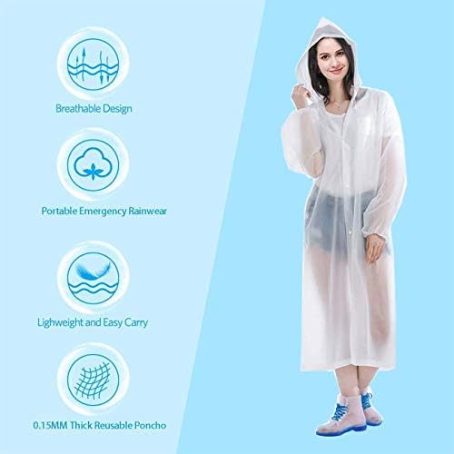HLKZONE Raincoat, 2 Pack Rain Ponchos for Adults Travel Rain Jacket Packable Rain Coats for Women with Drawstring Hood