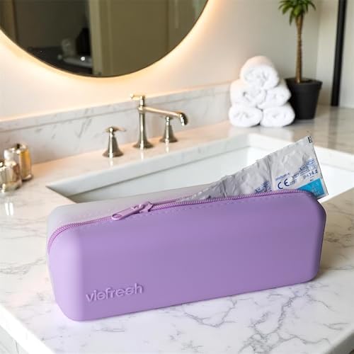 Disposable Daily Contact-Lens Case Organizer, Travel-Friendly, Premium Quality, Water-Resistant Silicone Case with Clearly Labeled R & L, Storage up to 30 lenses (Purple)