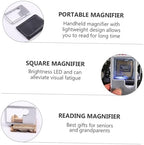 KOMBIUDA 2pcs Portable LED Magnifying Glass with Acrylic Lens Handheld Reading Magnifier for Seniors and Eye Aging Powerful Lighted Loupe for Night Reading and Close Work