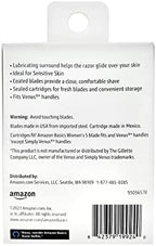 Amazon Basics Women's 5-Blade Razor Refills for Smooth Close Comfortable Shave, Moisturizing, Fits Venus Handles, 6 Cartridges