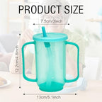 4 Pcs Adult Sippy Cups for Elderly, 12 oz Plastic Spill Proof Cup，Sippy Cups for Adults， Elderly Drinking Cups, with 2 Handles Straw and Lid for Adults Hospital Disabled Dysphagia Patients
