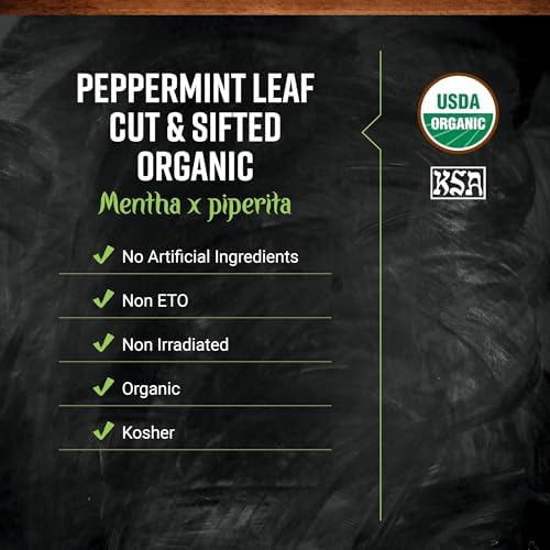 Frontier Co-op Organic Peppermint Leaf, Cut and Sifted - Sustainably Grown - Kosher | 16 Ounce (Pack of 1)