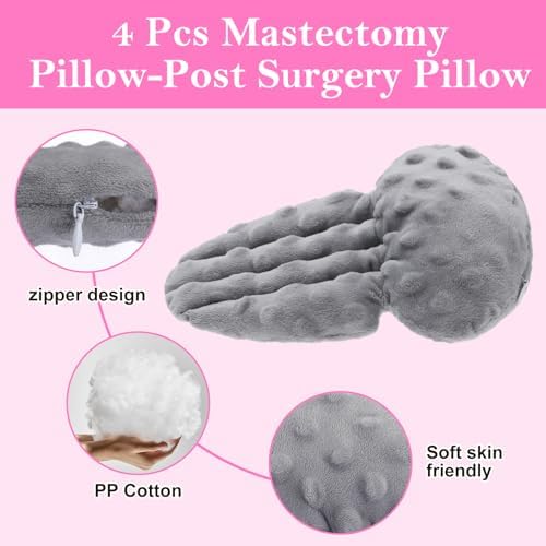 Colingmill 4 Pcs Lymphedema Axilla Pillow Masectomy Cotton Post Breast Operation Pillow for Sleeping Mastectomy Underarm Armpit Pain Relief Pure Color
