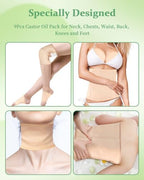 Castor Oil Pack Wrap, 9 Pcs Reusable Organic Castor Oil Pack Kit for Neck Chest Waist Back Knee and Feet, Adjustable Elastic Straps Castor Oil Compress Pads, Machine Washable Anti Oil Leak