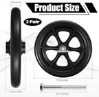 4 Pack 8 Inch Walker Wheels Replacement, Solid Wheelchair Front Wheels Anti-Slip Rollator Replacement Wheel Durable and Quiet Wheel Hub for Wheelchairs Rollators Walkers