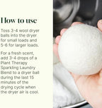 Plant Therapy Home Wool Dryer Balls 6-Pack 100% New Zealand Wool, Extra Large, Eco-Friendly, Reusable Natural Fabric Softener, All Natural & Chemical Free