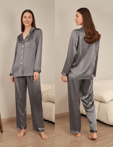 LilySilk Silk Pajamas for Women Pure Full Length Long 22 Momme 100% Mulberry Silk Luxury