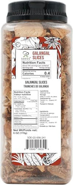Soeos Galangal Slices 6 Ounces, Non-GMO Verified, Kosher, Great Galangal - Alpinia Galanga, Perfect for Tom Yum and Tom Kha Soups, Authentic Product of Vietnam, Sliced Dried Galangal Root, 6oz.