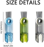 3PCS 3-in-1 Bottle Cleaning Brush Set with U-Shaped Silicone Head, Multi-Purpose Cup Scrubber & Gap Brush for Water Bottles, Lids, Tumblers and Kitchen Use (Multicolored)