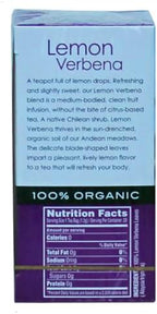 Garden of the Andes Herbal Organic Decaf Lemon Verbena Hot Tea Bags, 0.9 oz, 20 Tea BagCount