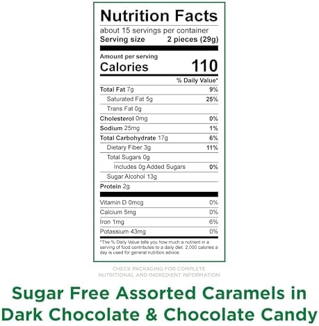 RUSSELL STOVER Sugar Free Assorted Caramels in Chocolate Candy, 15.3 oz. bag