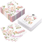 WRAPAHOLIC 50Pcs Pink Floral Cocktail Napkins - 3-Ply Pink Rose and Blossom Disposable Paper Napkins for Wedding Party Tableware Party Supplies - 5 x 5 In