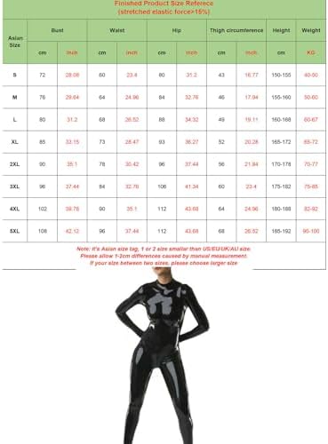 Women's Full Body Wetlook PVC Leather Back Zipper Crotch Bodysuit Handmade Catsuit Attached Gloves