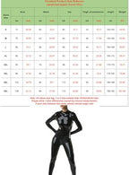 Women's Full Body Wetlook PVC Leather Back Zipper Crotch Bodysuit Handmade Catsuit Attached Gloves