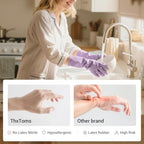 ThxToms 4 Pairs Nitrile Cleaning Gloves, Latex free Reusable Dishwashing Gloves for Women, Kitchen and Bathroom Cleaning, Non-Slip &Flexible, 10 Mil, Colorful, M