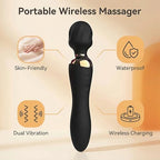 Rechargeable Massager 9 Speeds 20 Modes Waterproof Silicone Handheld Massager for Muscle Relaxation and Body Relief Portable Massage Tool for Neck, Back, Arms, Legs
