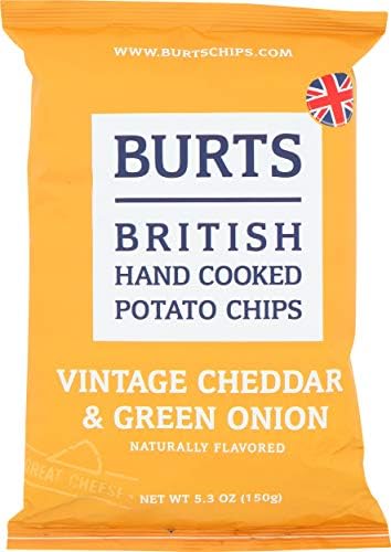 Burts Bees British Hand Cooked Potato Chips, Mature Cheddar & Green Onion, 5.3 ounce (pack of 10)