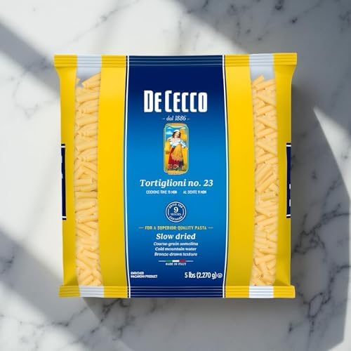 De Cecco Semolina Pasta, Tortiglioni No.23, 5 Pound (Pack of 4)