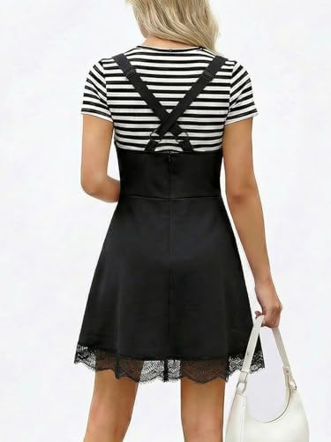 YOINS Overalls Dress for Women Adjustable Straps Pinafore Dress Casual Mini Cute A-Line Suspender Skirt