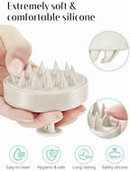 HEETA Scalp Massager Hair Growth, Soft Silicone Scalp Scrubber Shampoo Brush for Exfoliation, Dandruff Removal Head Massage Stress Relax, Wet & Dry Use for Thick Thin Curly Hair Care, Beige