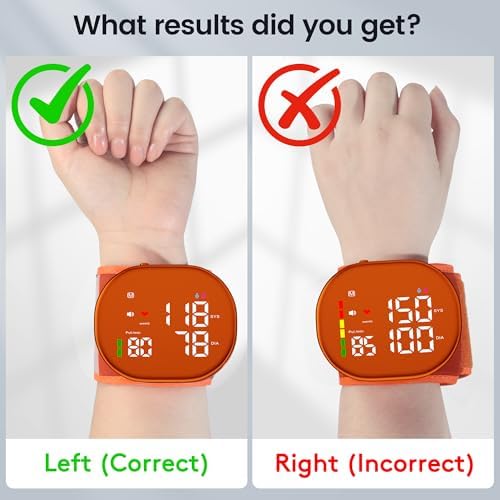Double love Wrist Blood Pressure Monitor for Home Use - Upgraded Large LED Screen, Dual User 240 Memories with Carrying Case, Voice Broadcast, Adjustable bp Cuff (5.3-7.6 inches) - Orange