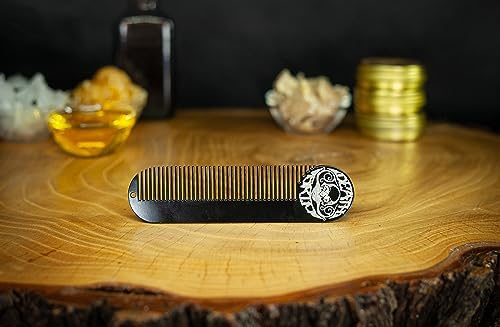 Mustache & Beard Comb Or Fine Tooth Moustache Pocket Metal Powder Coated Black Keychain Comb For Men - 5 x 1.25 Inches by Death Grip (Large)